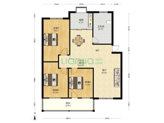 宁安路4号 3室1厅1卫 136平方