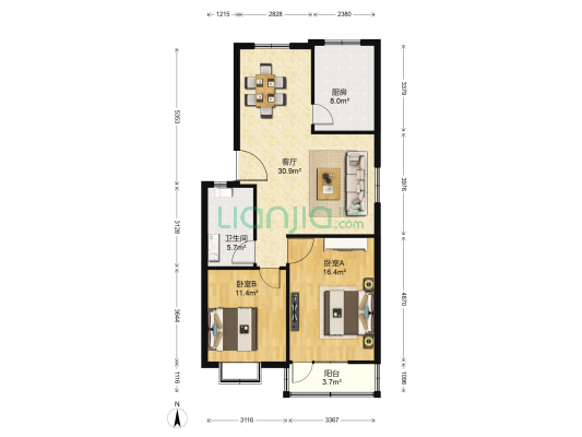 鸿建花园 2室1厅1卫 99平方