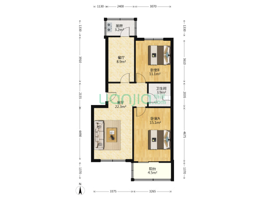 苑北路小区 2室2厅1卫 85平方