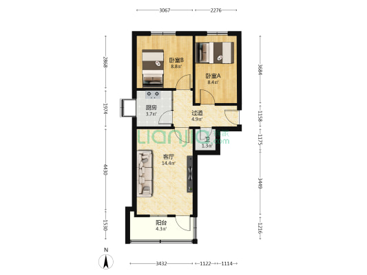 窦府巷 2室1厅1卫 56平方