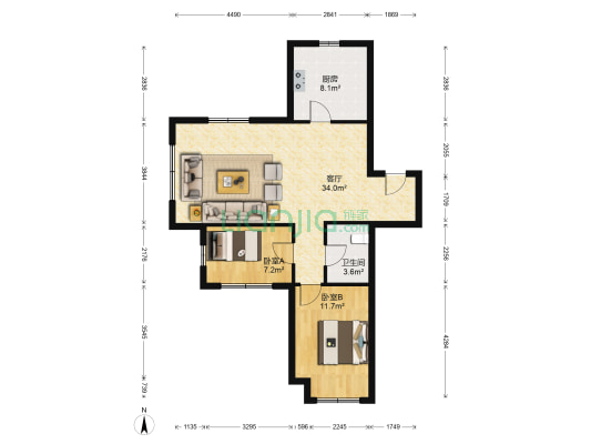 尚盈丽城 2室1厅1卫 93平方