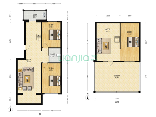 水利家园 3室2厅1卫 104平方
