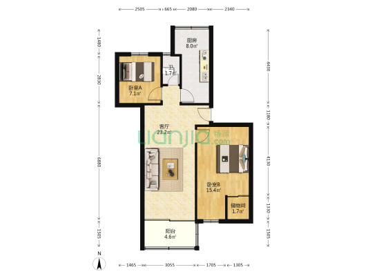 磷肥厂宿舍 2室1厅1卫 73平方