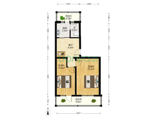 松江社区 2室1厅1卫 57平方