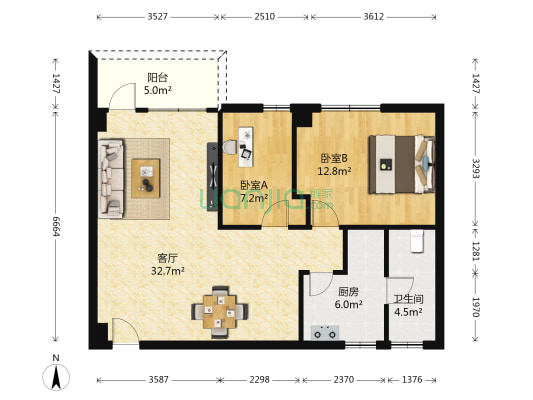 宏康花园一期 2室1厅1卫 83平方