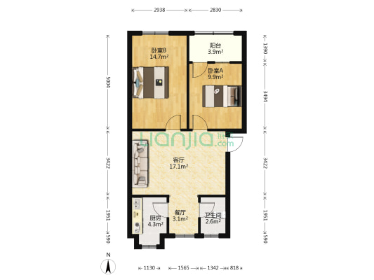 育红社区 2室2厅1卫 69平方