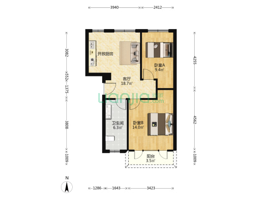 壹品桃源三期 2室1厅1卫 65平方