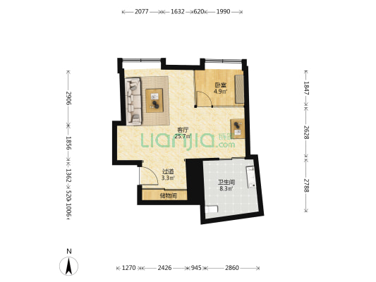光耀东方峰会 1室1厅1卫 76平方