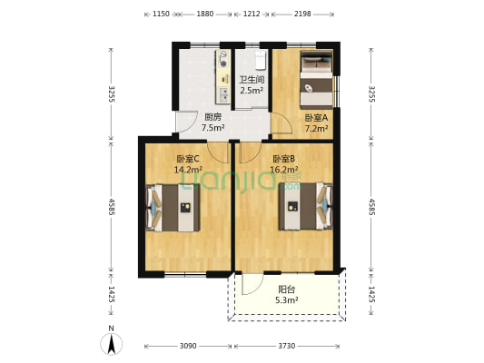 医学院小区 3室0厅1卫 62平方