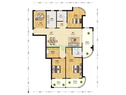 蔚蓝海岸 4室2厅2卫 143平方