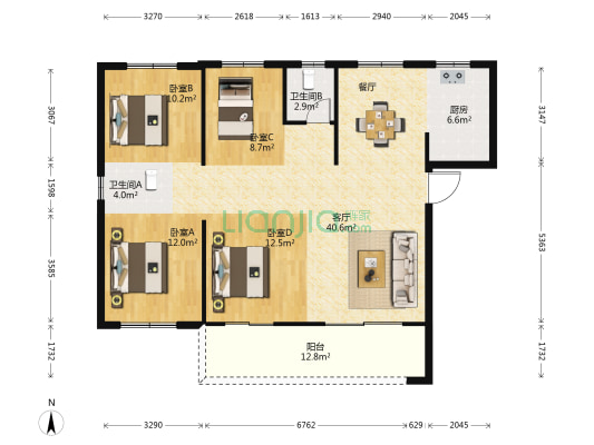 福泽公馆 4室1厅2卫 140平方