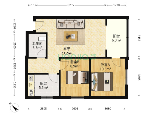 九里小区 2室1厅1卫 71平方