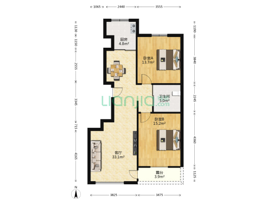 尚都东郡 2室1厅1卫 99平方