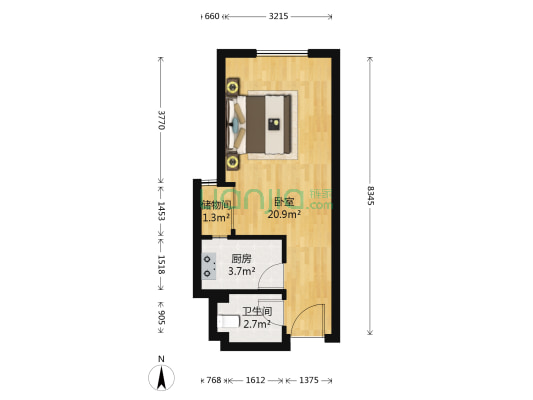民乐园万达小区 1室0厅1卫 43平方