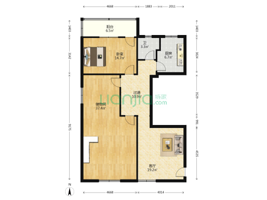 韭菜园商住楼 1室1厅1卫 150平方