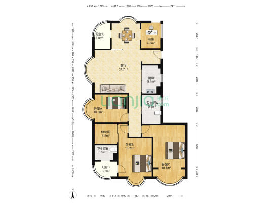 皇都▪香溪园 4室1厅2卫 142平方