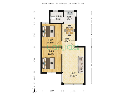 大观路282号 2室2厅1卫 54平方