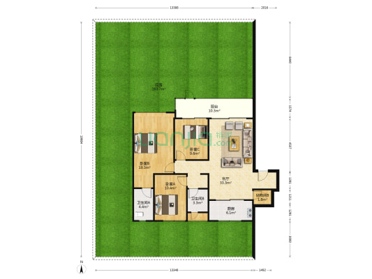 万科星光森林A区 3室1厅2卫 114平方