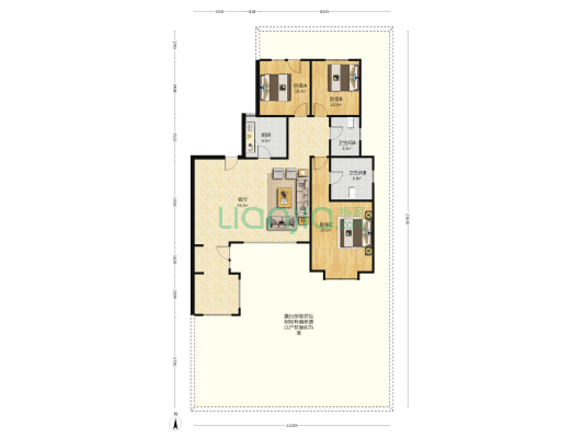 高铁板块洋房，电梯入户，一层大院子-户型图