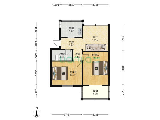 一塑家属院 2室1厅1卫 47平方