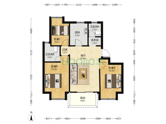 中交·松香源著 3室1厅3卫 89平方