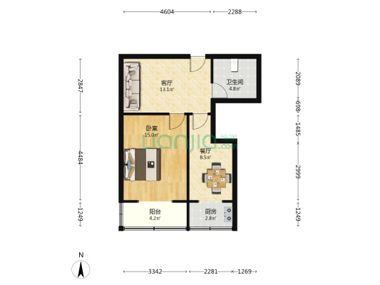 龙陵里 1室2厅1卫 60平方