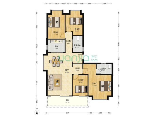 三一云谷 4室1厅2卫 145平方
