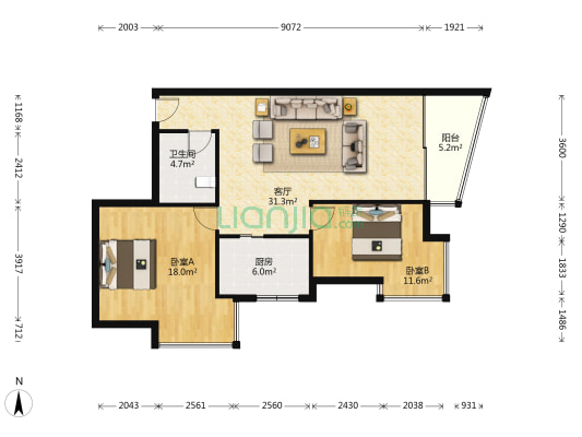 清溪路39号 2室1厅1卫 85平方