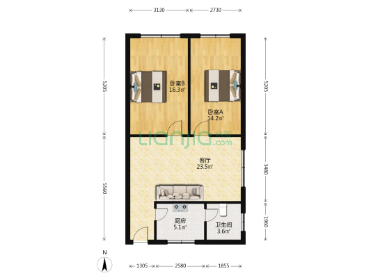 黔灵西路68号 2室1厅1卫 79平方