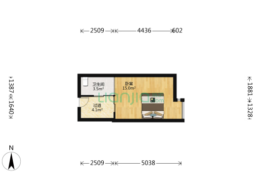 米公馆 1室0厅1卫 33平方