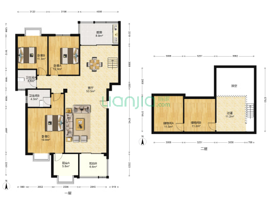金花苑 3室1厅2卫 148平方