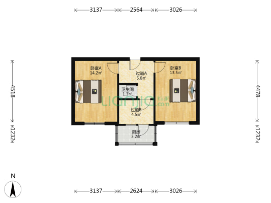 晋塔苑 2室0厅1卫 50平方