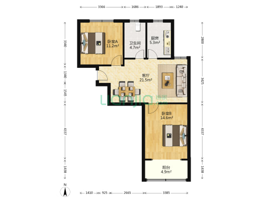 华富小区 2室1厅1卫 78平方