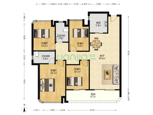 香港置地·元庐 4室1厅2卫 142平方