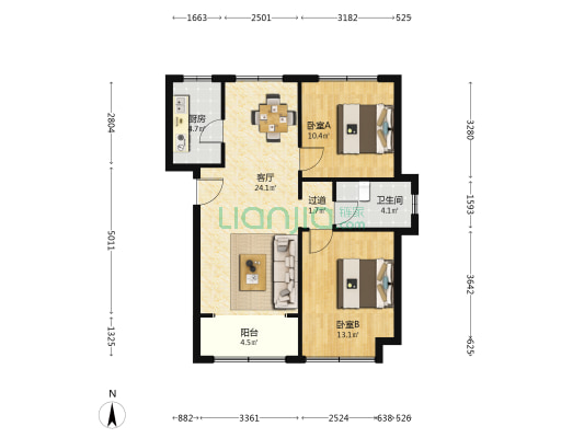 凌美苑 2室1厅1卫 90平方