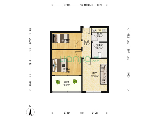 云华楼 2室1厅1卫 58平方