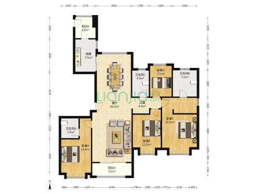 融创星美御 4室1厅3卫 179平方