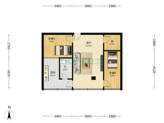 市场监管局家属院 2室1厅1卫 66平方