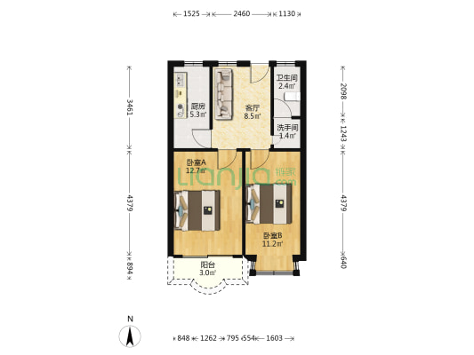 广德小区 2室1厅2卫 53平方