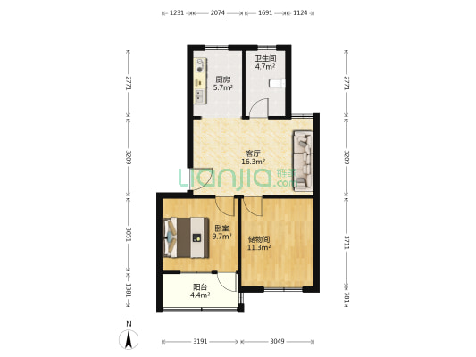 环湖佳苑 1室1厅1卫 67平方