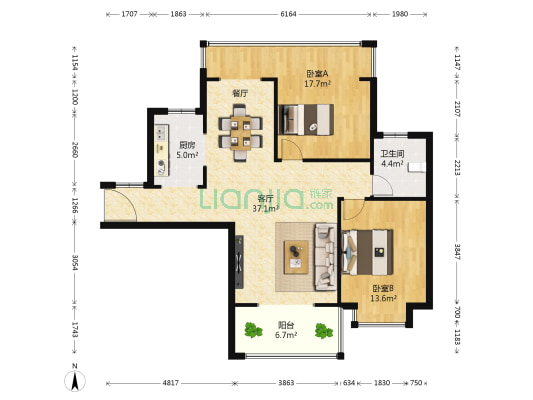 达瑞华府 2室1厅1卫 100平方