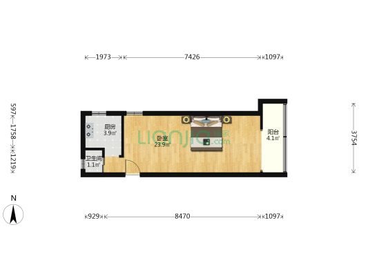 骡马市60号 1室0厅1卫 45平方