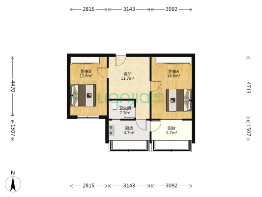 振头供销社宿舍 2室1厅1卫 59平方