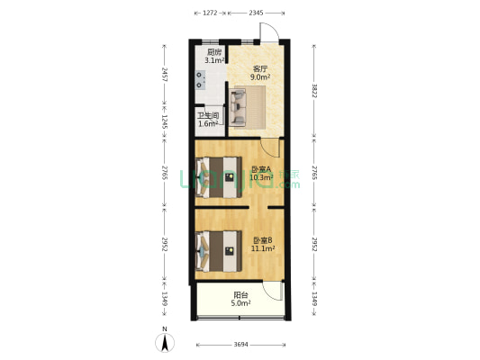 京福路 2室1厅1卫 48平方