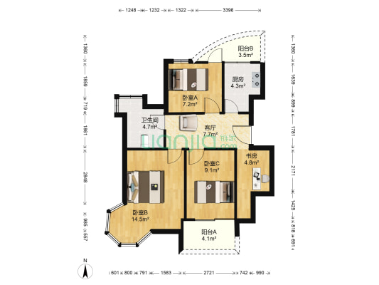 依锦苑 4室1厅1卫 87平方