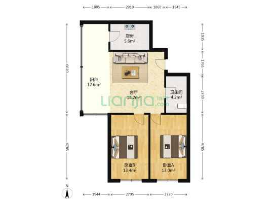 恒祥中山 2室1厅1卫 92平方