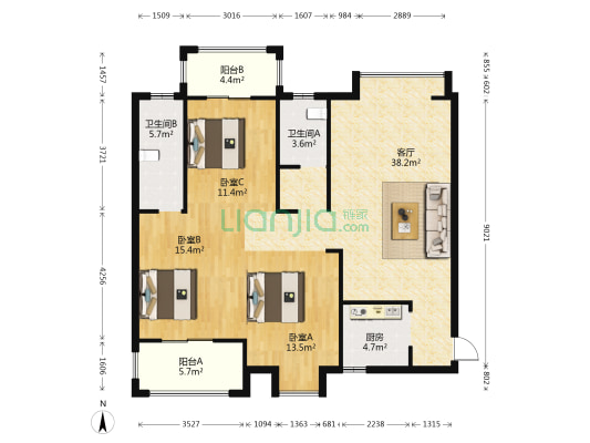 后坂新城四区 3室1厅2卫 120平方