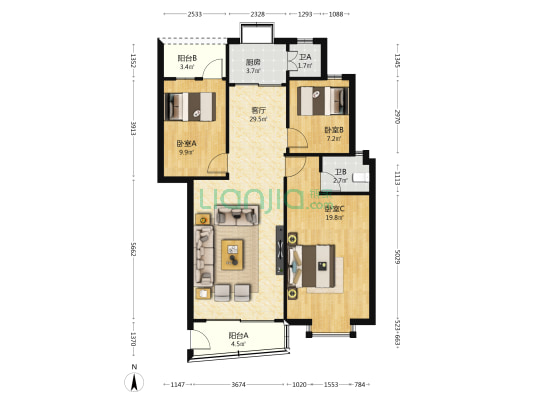 康富楼 3室1厅2卫 99平方