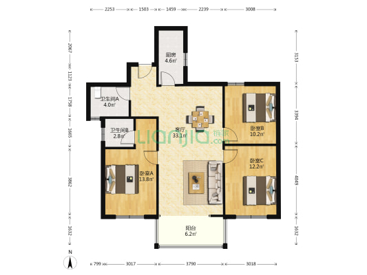 融信澜悦 3室1厅2卫 115平方