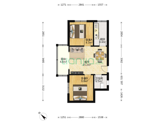 文星巷 2室1厅1卫 57平方